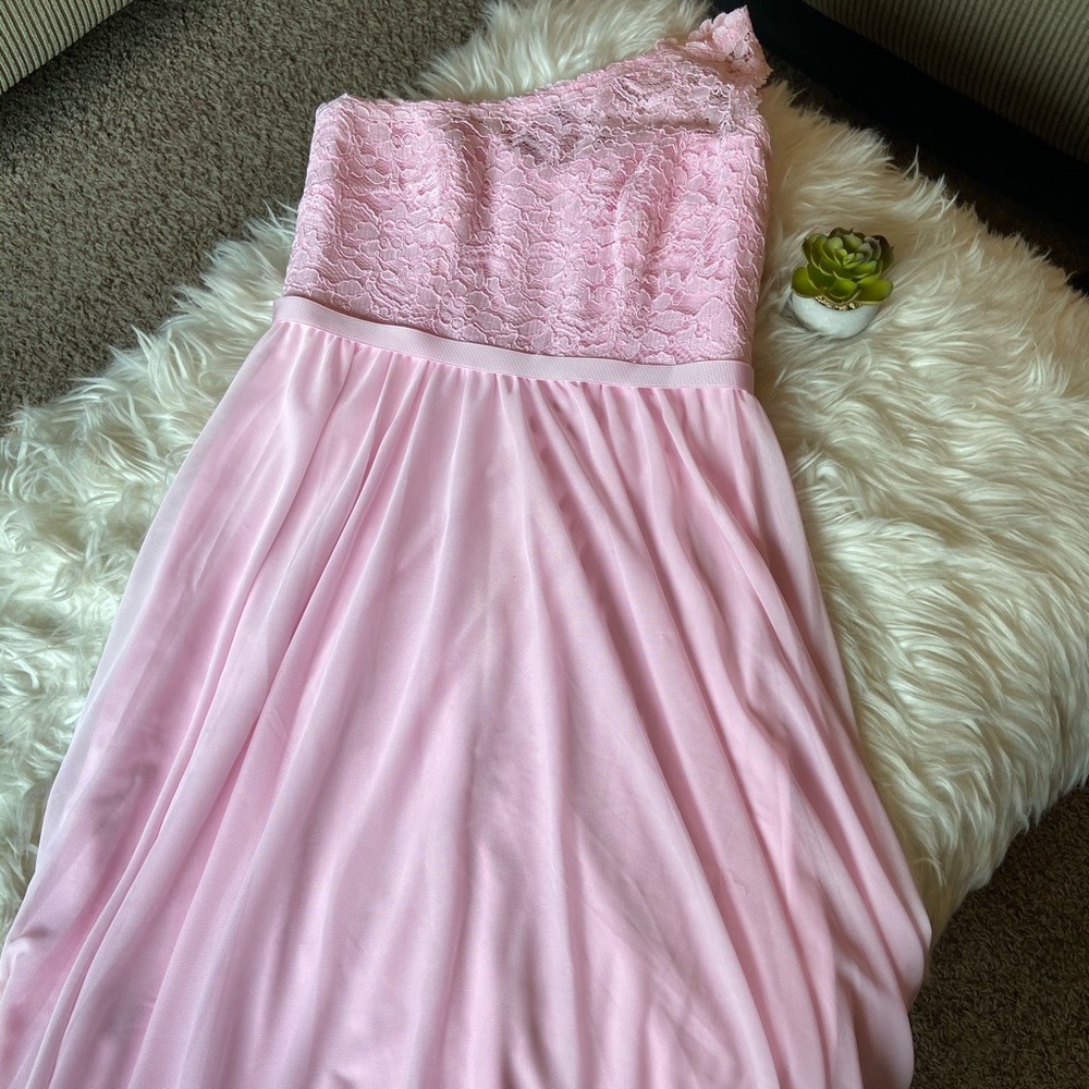 David’s Bridal one shoulder maid of honor dress